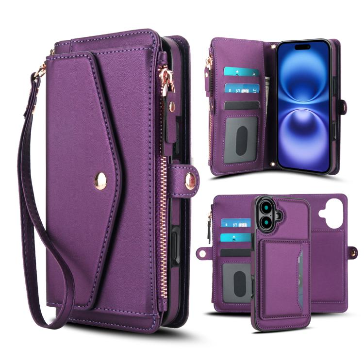 Multifunctional Wallet Detachable Leather Phone Case with Lanyard