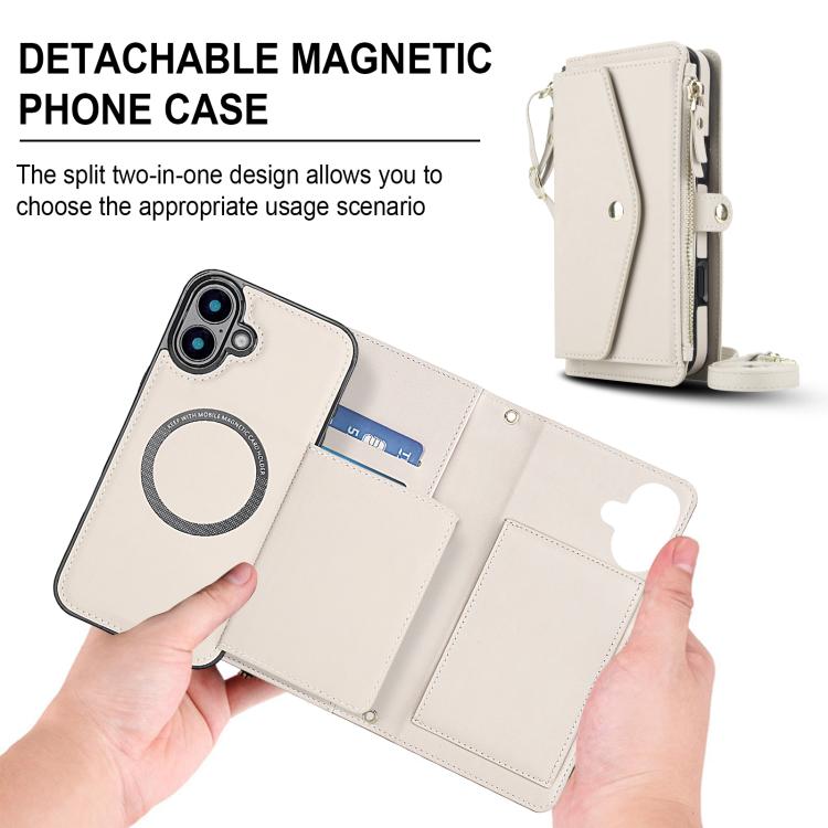 Multifunctional Wallet Detachable Leather Phone Case with Lanyard, For iPhone 16, For iPhone 15 Pro Max, For iPhone 15 Pro, For iPhone 15 Plus