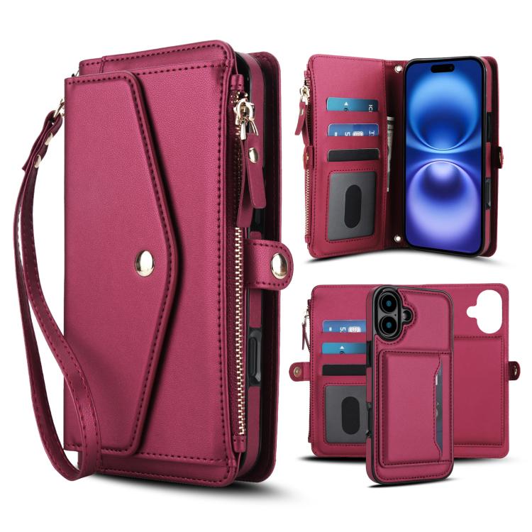Multifunctional Wallet Detachable Leather Phone Case with Lanyard, For iPhone 16, For iPhone 15 Pro Max, For iPhone 15 Pro, For iPhone 15 Plus