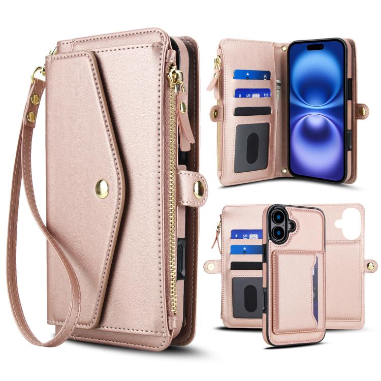 Multifunctional Wallet Detachable Leather Phone Case with Lanyard, For iPhone 16, For iPhone 15 Pro Max, For iPhone 15 Pro, For iPhone 15 Plus