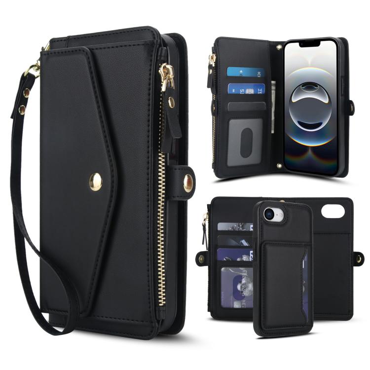 Multifunctional Wallet Detachable Leather Phone Case with Lanyard