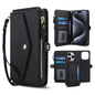 Multifunctional Wallet Detachable Leather Phone Case with Lanyard, For iPhone 16, For iPhone 15 Pro Max, For iPhone 15 Pro, For iPhone 15 Plus