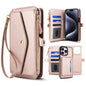 Multifunctional Wallet Detachable Leather Phone Case with Lanyard, For iPhone 16, For iPhone 15 Pro Max, For iPhone 15 Pro, For iPhone 15 Plus