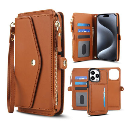 Multifunctional Wallet Detachable Leather Phone Case with Lanyard, For iPhone 16, For iPhone 15 Pro Max, For iPhone 15 Pro, For iPhone 15 Plus
