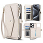 Multifunctional Wallet Detachable Leather Phone Case with Lanyard, For iPhone 16, For iPhone 15 Pro Max, For iPhone 15 Pro, For iPhone 15 Plus