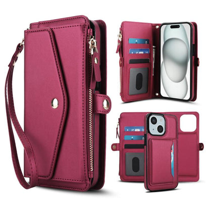 Multifunctional Wallet Detachable Leather Phone Case with Lanyard, For iPhone 16, For iPhone 15 Pro Max, For iPhone 15 Pro, For iPhone 15 Plus