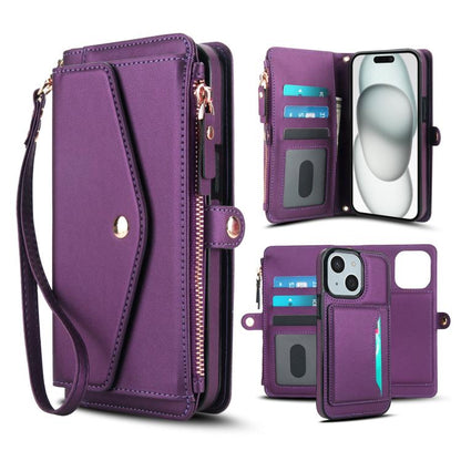 Multifunctional Wallet Detachable Leather Phone Case with Lanyard, For iPhone 16, For iPhone 15 Pro Max, For iPhone 15 Pro, For iPhone 15 Plus