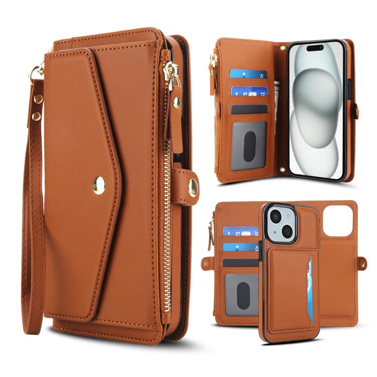 Multifunctional Wallet Detachable Leather Phone Case with Lanyard, For iPhone 16, For iPhone 15 Pro Max, For iPhone 15 Pro, For iPhone 15 Plus