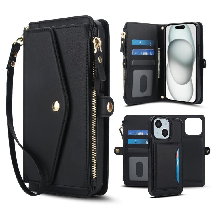 Multifunctional Wallet Detachable Leather Phone Case with Lanyard