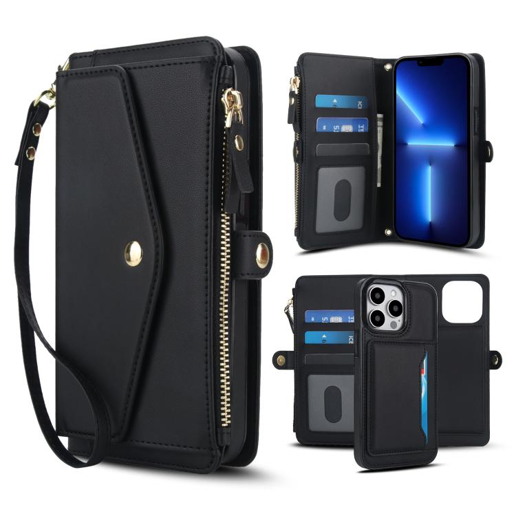 Multifunctional Wallet Detachable Leather Phone Case with Lanyard