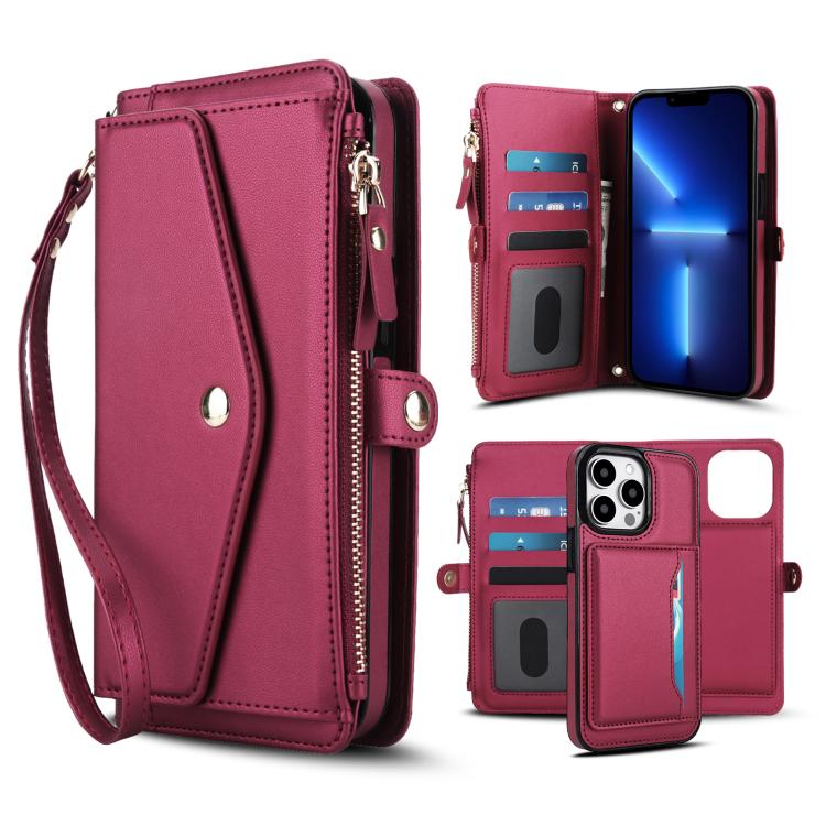 Multifunctional Wallet Detachable Leather Phone Case with Lanyard