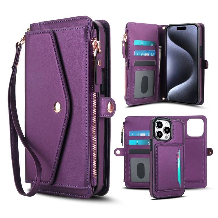 Multifunctional Wallet Detachable Leather Phone Case with Lanyard