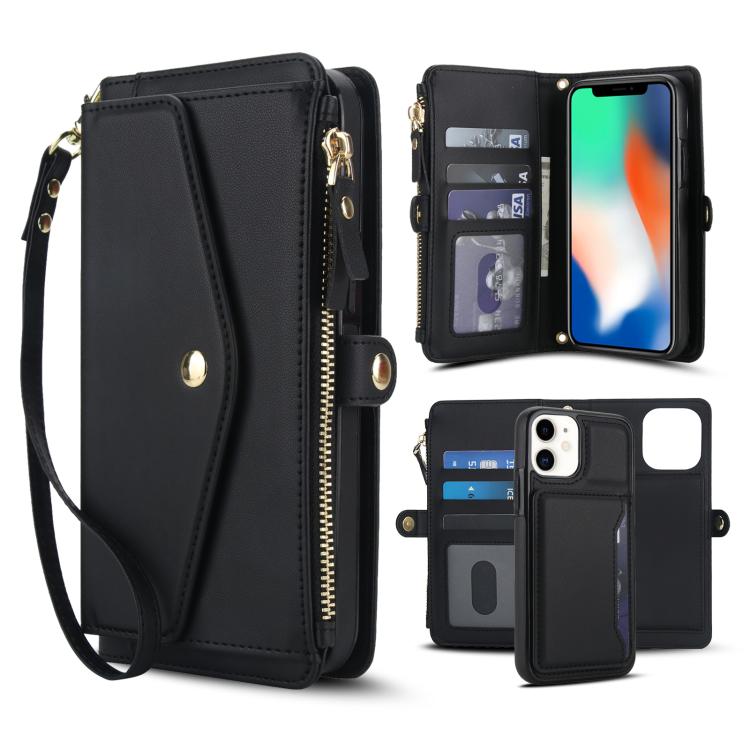 Multifunctional Wallet Detachable Leather Phone Case with Lanyard