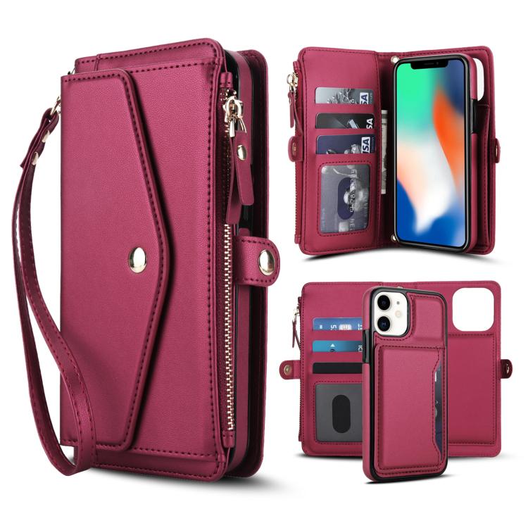 Multifunctional Wallet Detachable Leather Phone Case with Lanyard