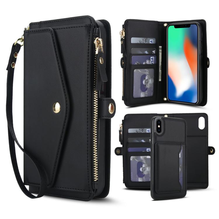 Multifunctional Wallet Detachable Leather Phone Case with Lanyard