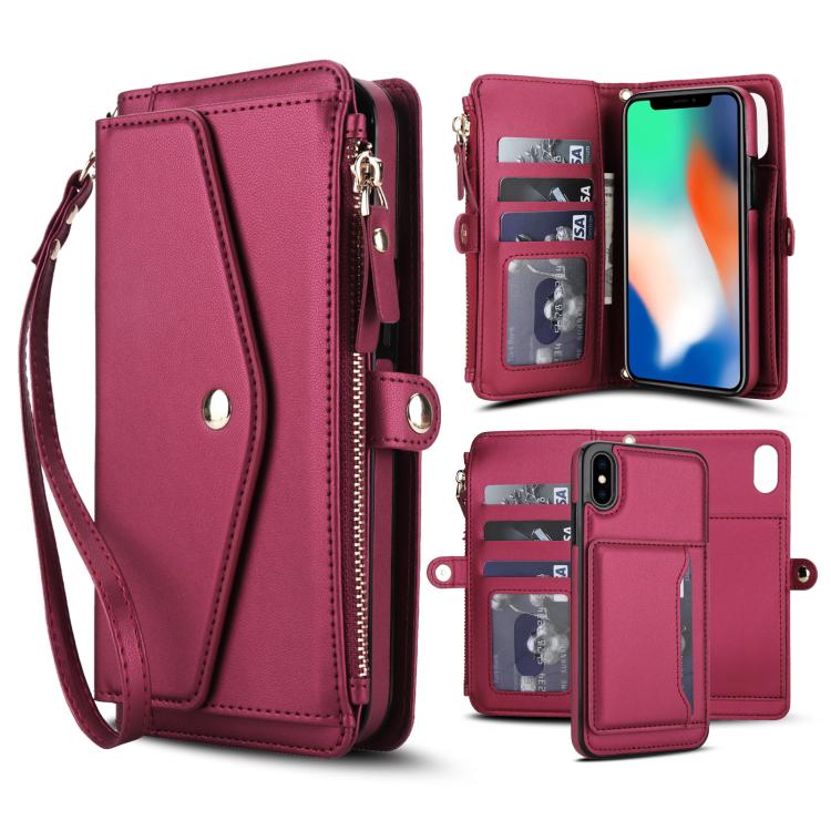 Multifunctional Wallet Detachable Leather Phone Case with Lanyard