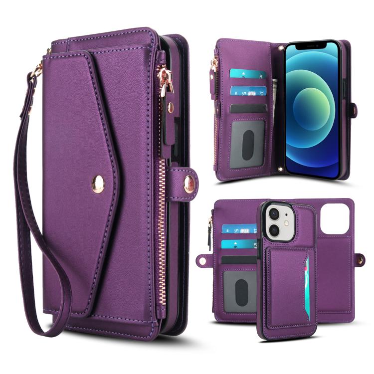 Multifunctional Wallet Detachable Leather Phone Case with Lanyard