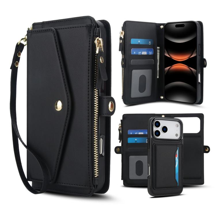 Multifunctional Wallet Detachable Leather Phone Case with Lanyard, For iPhone 17e / 16e, For iPhone 17 Pro Max, For iPhone 17 Pro, For iPhone 17