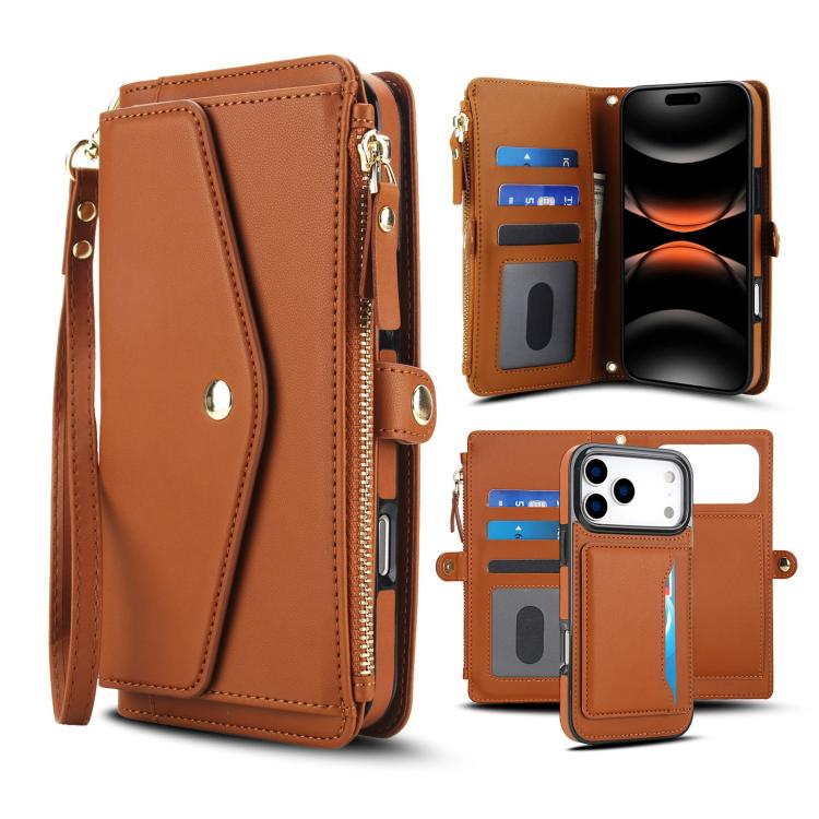 Multifunctional Wallet Detachable Leather Phone Case with Lanyard, For iPhone 17e / 16e, For iPhone 17 Pro Max, For iPhone 17 Pro, For iPhone 17