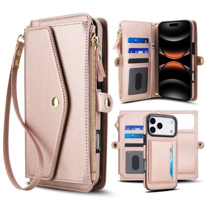 Multifunctional Wallet Detachable Leather Phone Case with Lanyard, For iPhone 17e / 16e, For iPhone 17 Pro Max, For iPhone 17 Pro, For iPhone 17