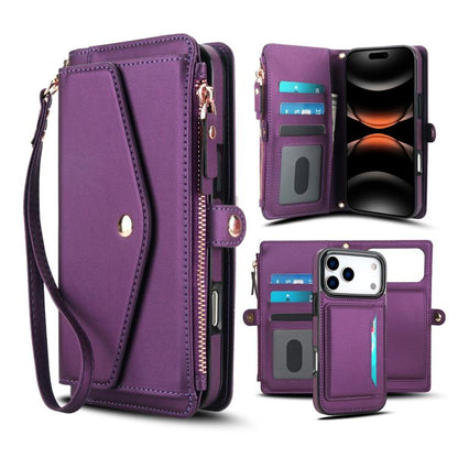 Multifunctional Wallet Detachable Leather Phone Case with Lanyard, For iPhone 17e / 16e, For iPhone 17 Pro Max, For iPhone 17 Pro, For iPhone 17