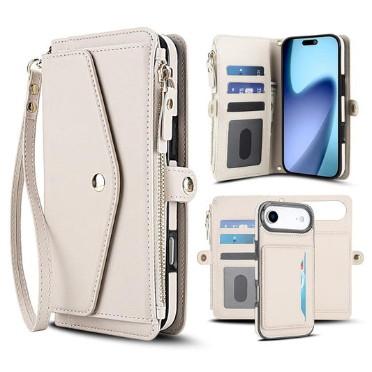 Multifunctional Wallet Detachable Leather Phone Case with Lanyard, For iPhone Air, For iPhone 16 Pro Max, For iPhone 16 Pro, For iPhone 16 Plus