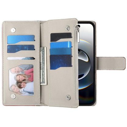 Stitching Multi-card Zipper Wallet Leather Phone Case with Short Strap, For iPhone 16, For iPhone 15 Pro Max, For iPhone 15 Pro, For iPhone 15 Plus