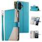 Stitching Multi-card Zipper Wallet Leather Phone Case with Short Strap, For iPhone Air, For iPhone 16 Pro Max, For iPhone 16 Pro, For iPhone 16 Plus