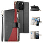 Stitching Multi-card Zipper Wallet Leather Phone Case with Short Strap, For iPhone Air, For iPhone 16 Pro Max, For iPhone 16 Pro, For iPhone 16 Plus