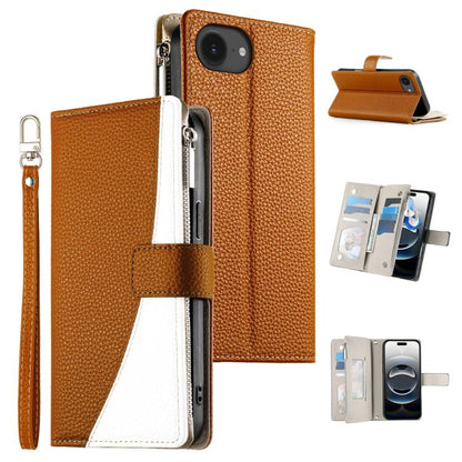 Stitching Multi-card Zipper Wallet Leather Phone Case with Short Strap, For iPhone 18 Pro / 17 Pro, For iPhone 18 Pro Max / 17 Pro Max, For iPhone 17e / 16e, For iPhone 17