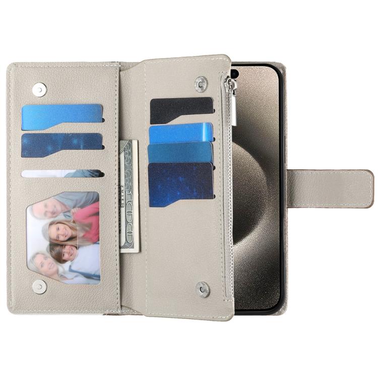 Stitching Multi-card Zipper Wallet Leather Phone Case with Short Strap, For iPhone 15, For iPhone 14 Plus, For iPhone 14 / 13, For iPhone 14 Pro