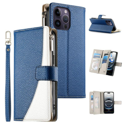 Stitching Multi-card Zipper Wallet Leather Phone Case with Short Strap, For iPhone 14 Pro Max, For iPhone SE 2022 / SE 2020 / 8 / 7, For iPhone 13 Pro Max, For iPhone 13 Pro