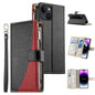 Stitching Multi-card Zipper Wallet Leather Phone Case with Short Strap, For iPhone 15, For iPhone 14 Plus, For iPhone 14 / 13, For iPhone 14 Pro