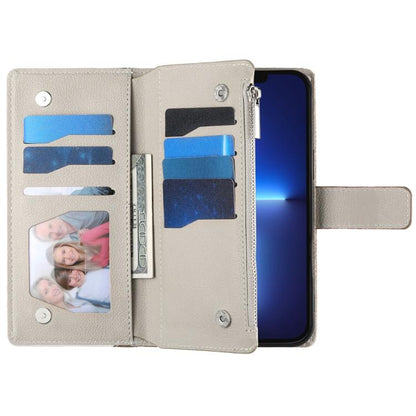 Stitching Multi-card Zipper Wallet Leather Phone Case with Short Strap, For iPhone 13 mini, For iPhone 12 / 12 Pro, For iPhone 12 Pro Max, For iPhone 12 mini