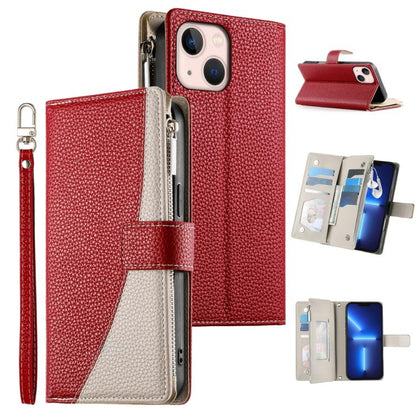 Stitching Multi-card Zipper Wallet Leather Phone Case with Short Strap, For iPhone 13 mini, For iPhone 12 / 12 Pro, For iPhone 12 Pro Max, For iPhone 12 mini