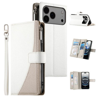 Stitching Multi-card Zipper Wallet Leather Phone Case with Short Strap, For iPhone 17 Pro Max, For iPhone 17 Pro, For iPhone 17, For iPhone Air