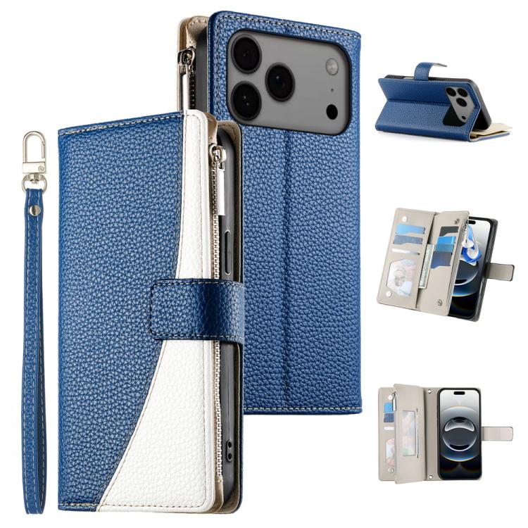 Stitching Multi-card Zipper Wallet Leather Phone Case with Short Strap, For iPhone 17 Pro Max, For iPhone 17 Pro, For iPhone 17, For iPhone Air