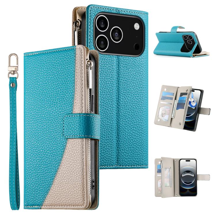 Stitching Multi-card Zipper Wallet Leather Phone Case with Short Strap, For iPhone 17 Pro Max, For iPhone 17 Pro, For iPhone 17, For iPhone Air