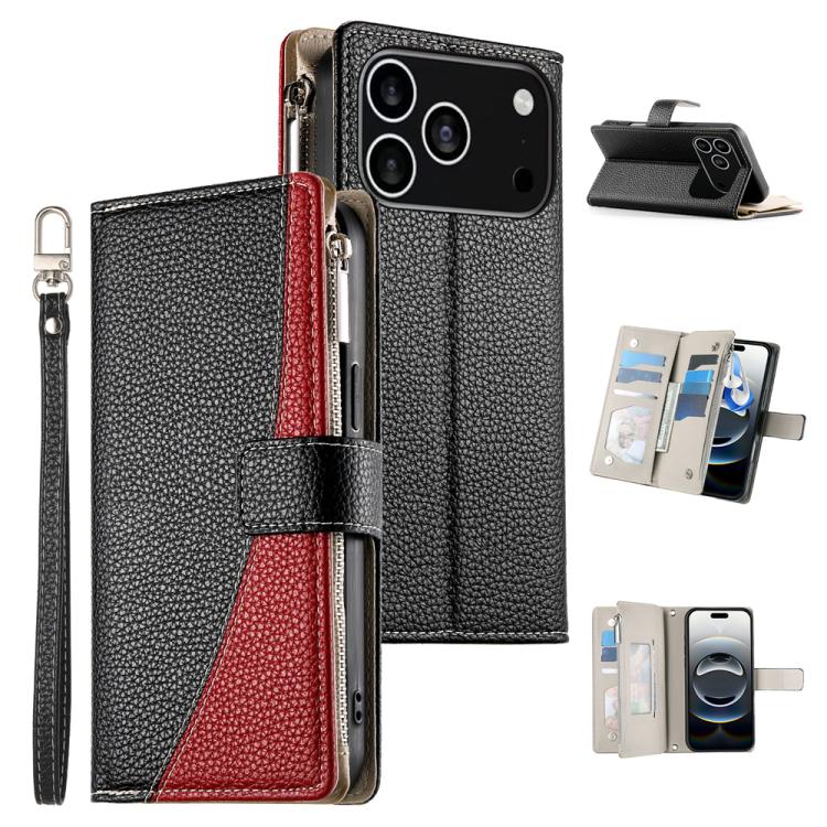 Stitching Multi-card Zipper Wallet Leather Phone Case with Short Strap, For iPhone 17e / 16e, For iPhone 17 Pro Max, For iPhone 17 Pro, For iPhone 17