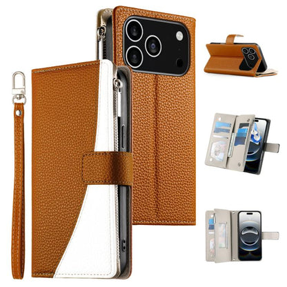 Stitching Multi-card Zipper Wallet Leather Phone Case with Short Strap, For iPhone 17 Pro Max, For iPhone 17 Pro, For iPhone 17, For iPhone Air