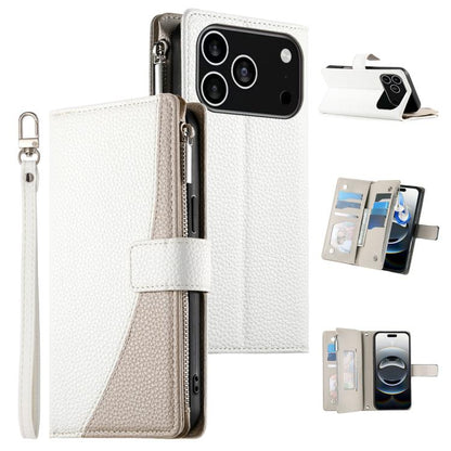 Stitching Multi-card Zipper Wallet Leather Phone Case with Short Strap, For iPhone 17 Pro Max, For iPhone 17 Pro, For iPhone 17, For iPhone Air