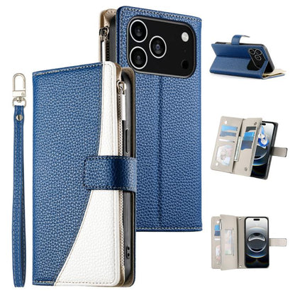 Stitching Multi-card Zipper Wallet Leather Phone Case with Short Strap, For iPhone 17 Pro Max, For iPhone 17 Pro, For iPhone 17, For iPhone Air