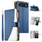 Stitching Multi-card Zipper Wallet Leather Phone Case with Short Strap, For iPhone Air, For iPhone 16 Pro Max, For iPhone 16 Pro, For iPhone 16 Plus