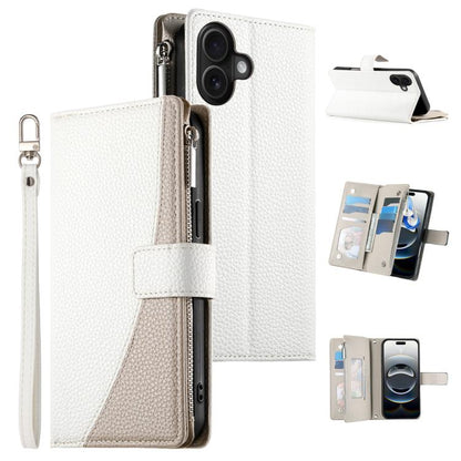Stitching Multi-card Zipper Wallet Leather Phone Case with Short Strap, For iPhone 17 Pro Max, For iPhone 17 Pro, For iPhone 17, For iPhone Air