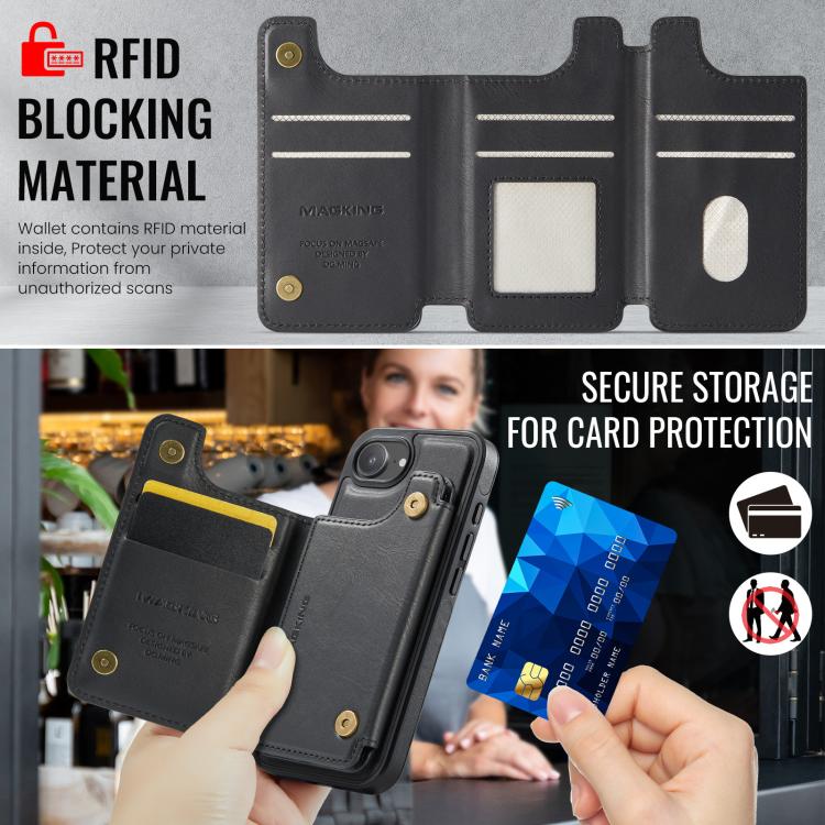 MAGKING K3 Series MagSafe RFID Card Bag Detachable Phone Case, For iPhone 16e, For iPhone 16 Pro Max, For iPhone 16 Pro, For iPhone 16 Plus