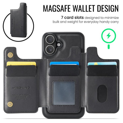 MAGKING K3 Series MagSafe RFID Card Bag Detachable Phone Case, For iPhone 16 Plus, For iPhone 16