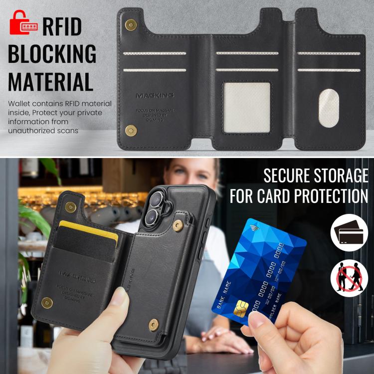 MAGKING K3 Series MagSafe RFID Card Bag Detachable Phone Case, For iPhone 16 Plus, For iPhone 16