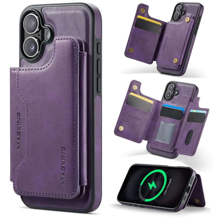 MAGKING K3 Series MagSafe RFID Card Bag Detachable Phone Case, For iPhone 16 Plus, For iPhone 16