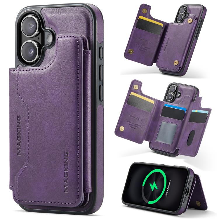 MAGKING K3 Series MagSafe RFID Card Bag Detachable Phone Case, For iPhone 16 Plus, For iPhone 16