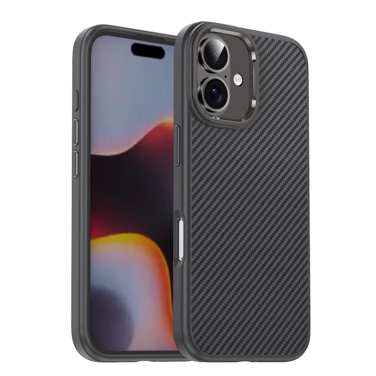 iPAKY Star Lord Series Carbon Fiber Textured Oil Spray PC+TPU Phone Case, For iPhone 17e / 16e, For iPhone 16 Pro Max, For iPhone 16 Pro, For iPhone 16 Plus, For iPhone 16